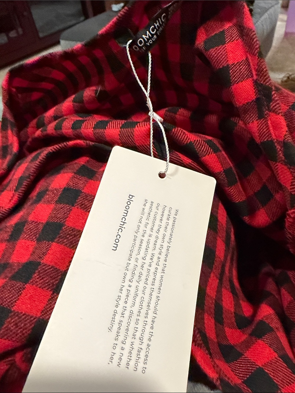 NWT Bloomchic Buffalo Plaid V-Neck Flannel Midi Dress Women’s 18/20